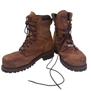 Ad-Tec 9490 Mens Brown Leather Steel Toe Waterproof Insulated Logger Boots 11W
